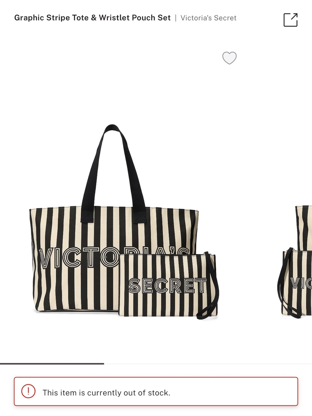 Victoria’s Secret Graphic Stripe Tote & Wristlet Pouch Set